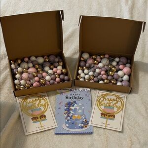 Set of 2 Birthday Balloon Decoration Set with Gold Accents